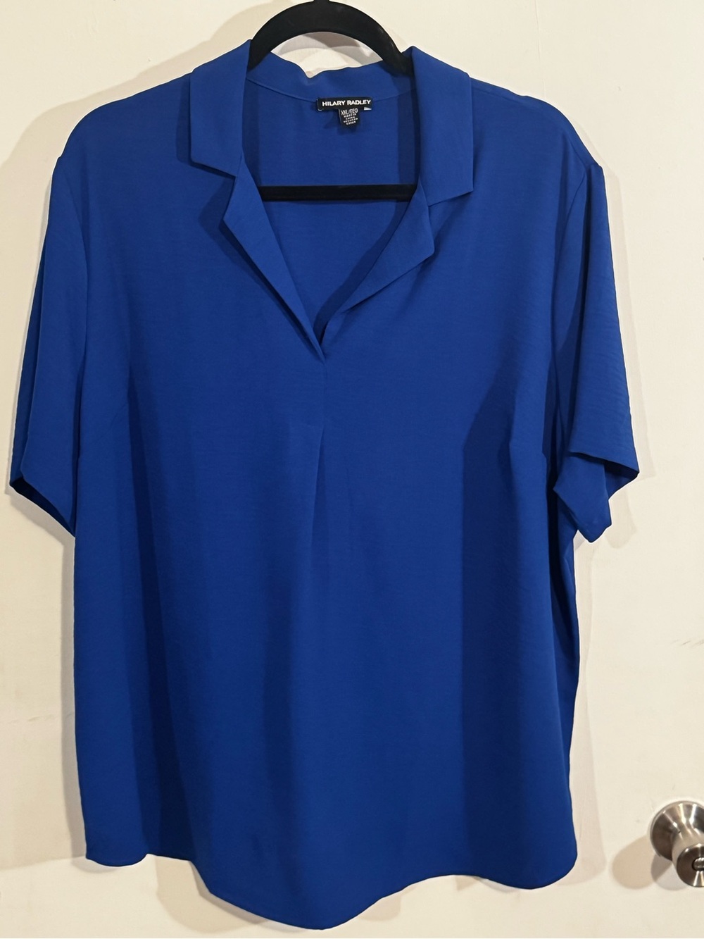 Hilary Radley Women's Royal Blue Short Sleeve Collared Top - NWOT